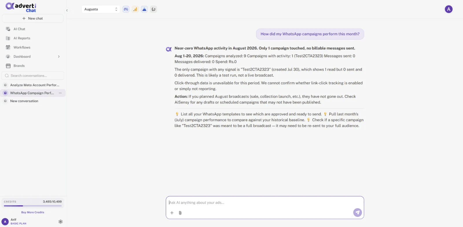 Ask the AI analyst about WhatsApp